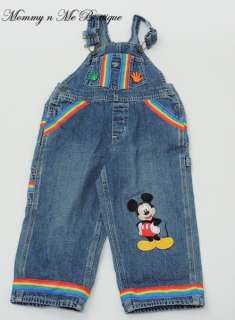 Boys Custom Boutique Resell Disney Mickey Mouse Denim Overalls 3 3T 