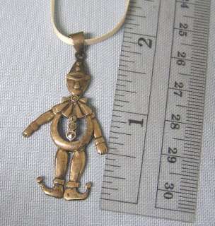 Sterling Silver Wiggly Clown Charm Pendant w/ marcasite buttons Jester 