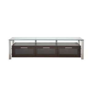    TV Stand in Black Oak and Silver with Black Glass