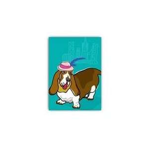  Paper Russells Greeting Card  5x7   Basset Hound withHat 