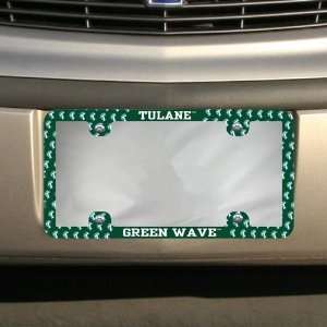 NCAA Tulane Green Wave Thin Rim Mini Logo License Plate 