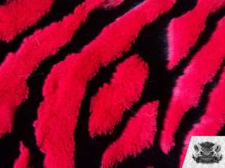 ZEBRA FAUX FUR RED FABRIC BY THE YARD  