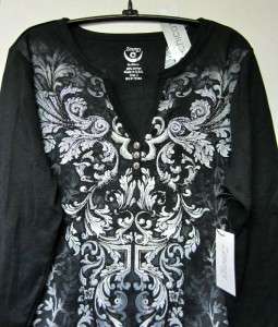 CHICOS ZENERGY VICTORIAN LACE HENLEY TOP NWT $59 Sz 2  