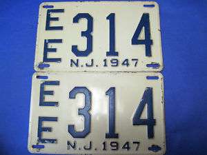 1947 New Jersey Pair License Plates  