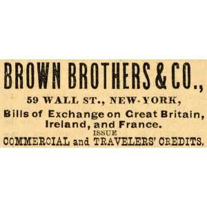   Ad Commercial Travelers Credit Brown Brothers NY   Original Print Ad