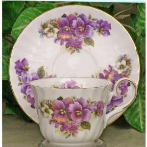  Pansy Bone China Tea Cup & Saucer by Heirloom   Set of 4 