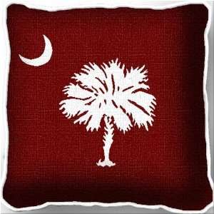  South Carolina Palmetto Moon Red Jacquard Woven Pillow 