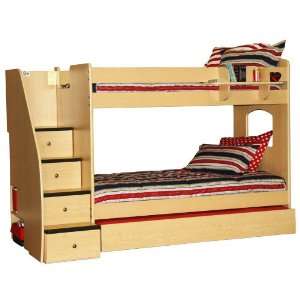 Twin over Twin Bunk Bed with Stairs by Berg   61 Natural Maple (40 415 