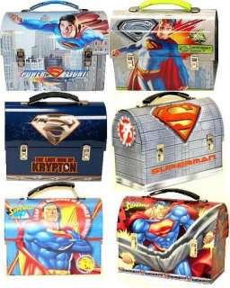 New SUPERMAN Dome Tin/Metal Lunch Box Lunchbox Case (6 styles)  