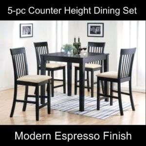 Espresso Counter Height Dining Room Table and Chair Set  