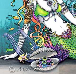 Mermaid Ocean PRINT Goth Rainbow Harp Coral Siren Lyra  