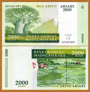 MADAGASCAR, 2000 (2,000) Ariary 2008 2009, P NEW, UNC  