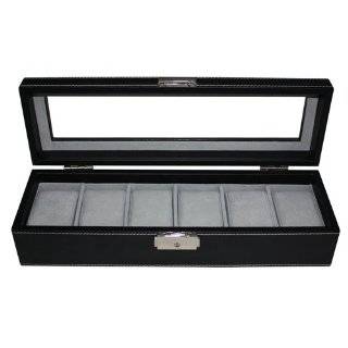  Compact Black Watch Case Storage Box With Clear Top Holds 