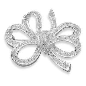   Silver Plated and Crystal Bow Fashion Pin West Coast Jewelry Jewelry