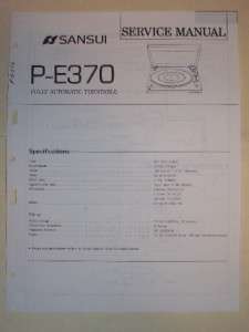 Sansui Service Manual~P E370 Turntable~Original  