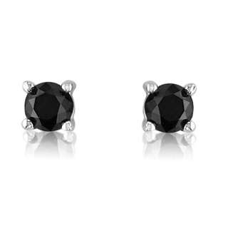 2ct tw Black Diamond Stud Earrings in Sterling Silver  