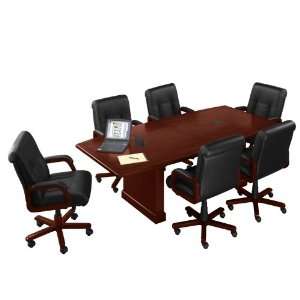   Conference Table with Dataports and 6 Leather Chairs