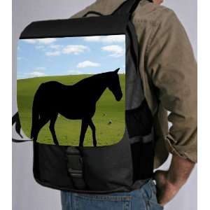 Horse Silhouette in Farm Field Design Back Pack   School 