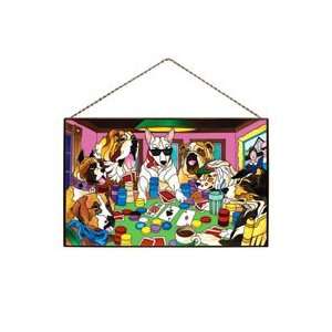  Dogs Playing Cards   Art Glass Panel