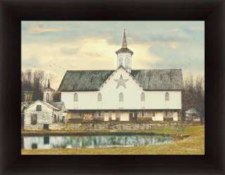 Star Barn Americana Church Country Scene Farm Print  