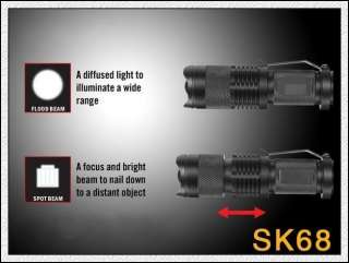 SIPIK SK68 3W Cree Q3 Adjust Focus LED Flashlight Torch  