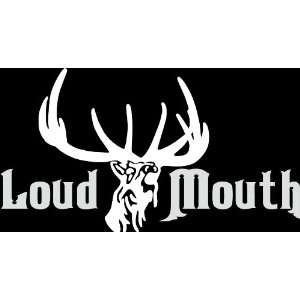 HNT5 (71) 8 white vinyl decal loud mouth deer head antlers  die cut 
