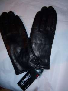 Glovesdirect Black Thinsulate Leather Gloves,Medium  