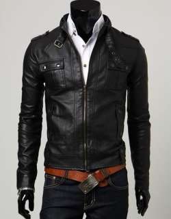 NWT Mens Slim Top Designed Sexy PU Leather Short Jacket E402 2color 4 