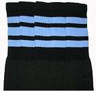 22” KNEE HIGH BLACK tube socks with BABY BLUE stripes style 1 (22 9)