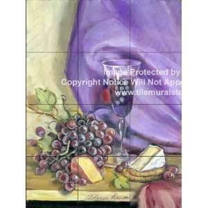  Kitchen Backsplash Tile Mural   Red Grapes and Cheese 