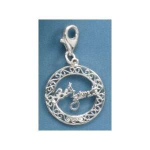 Sterling Silver BEST FRIENDS Charm with Lobster Clasp, 1.375 in long 