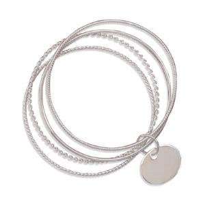   Bangle Bracelets with an Oval Engravable Tag Sterling Silver Jewelry