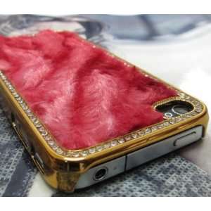   Soft Fur Hard Case Cover for Apple iPhone 4S Red 
