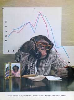 VINTAGE CHIMP PIC SALESMAN REP BOSS Monkey Chimpanzee  
