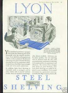 1928 Lyon Steel Shelving/Metallic Mfg. Co. Aurora IL Ad  
