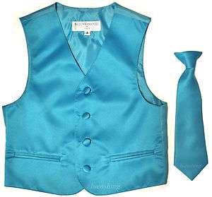 New Kids boys tuxedo vest waistcoat neck tie Aqua blue size 6  
