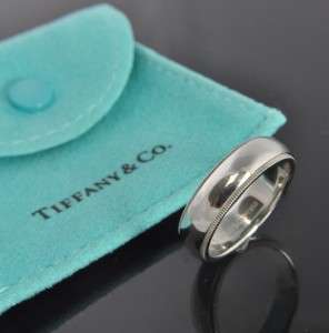 Tiffany & Co Solid Platinum Double Milgrain 6mm Mens Wedding Band 