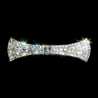 Swarovski Crystal Rhinestone LG Flared Bow Tie Barrette  