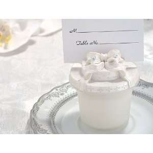  Glass Candle / Place Card Holder w/ Gift Box Top Pearl White 