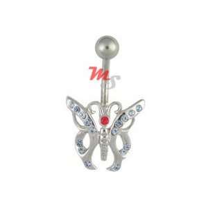  Multi Gem Butterfly Navel Belly Ring BLUE Jeweled NEW 