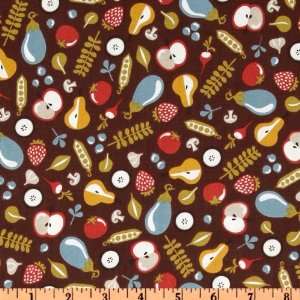  44 Wide Mod Kitchen Fruits & Veggies Brown Fabric By The 