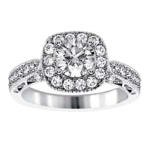   84 CT Halo Diamond Engagement Ring in Platinum Pave Setting   Size 12