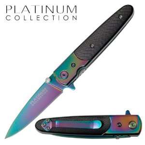   Spring Assist Assisted Knife   Rainbow Blade 