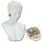 White Necklace Earring Combination Countertop Display Figurine Bust