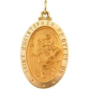   Yellow Gold 25.00X18.00 mm St. Christopher Medal CleverEve Jewelry