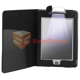 For Kindle Touch Gen Black PU Leather Case Cover With Built in LED 