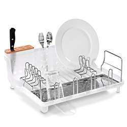 simplehuman Clear Open Frame Dishrack with Bamboo Knife Block 