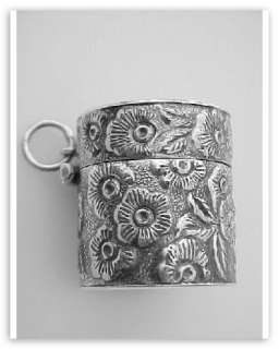 Vintage Style Floral Thimble Case   Sterling Silver  