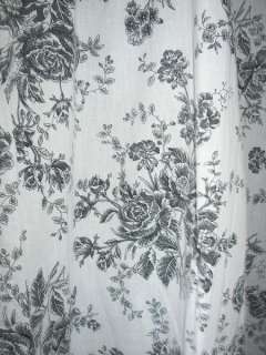 VINTAGE FRENCH COUNTRY VICTORIAN BLACK WHITE TOILE FLORAL DRAPES 