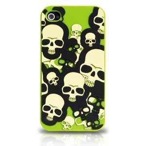  Apple iPhone 4 Green with Black and White Skulls Squad 